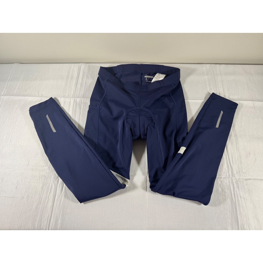Santic Womens Cycling Tights Navy Blue Padded Bike Leggings Reflective Size M